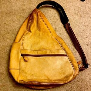 LL Bean Tan Leather Sling Backpack